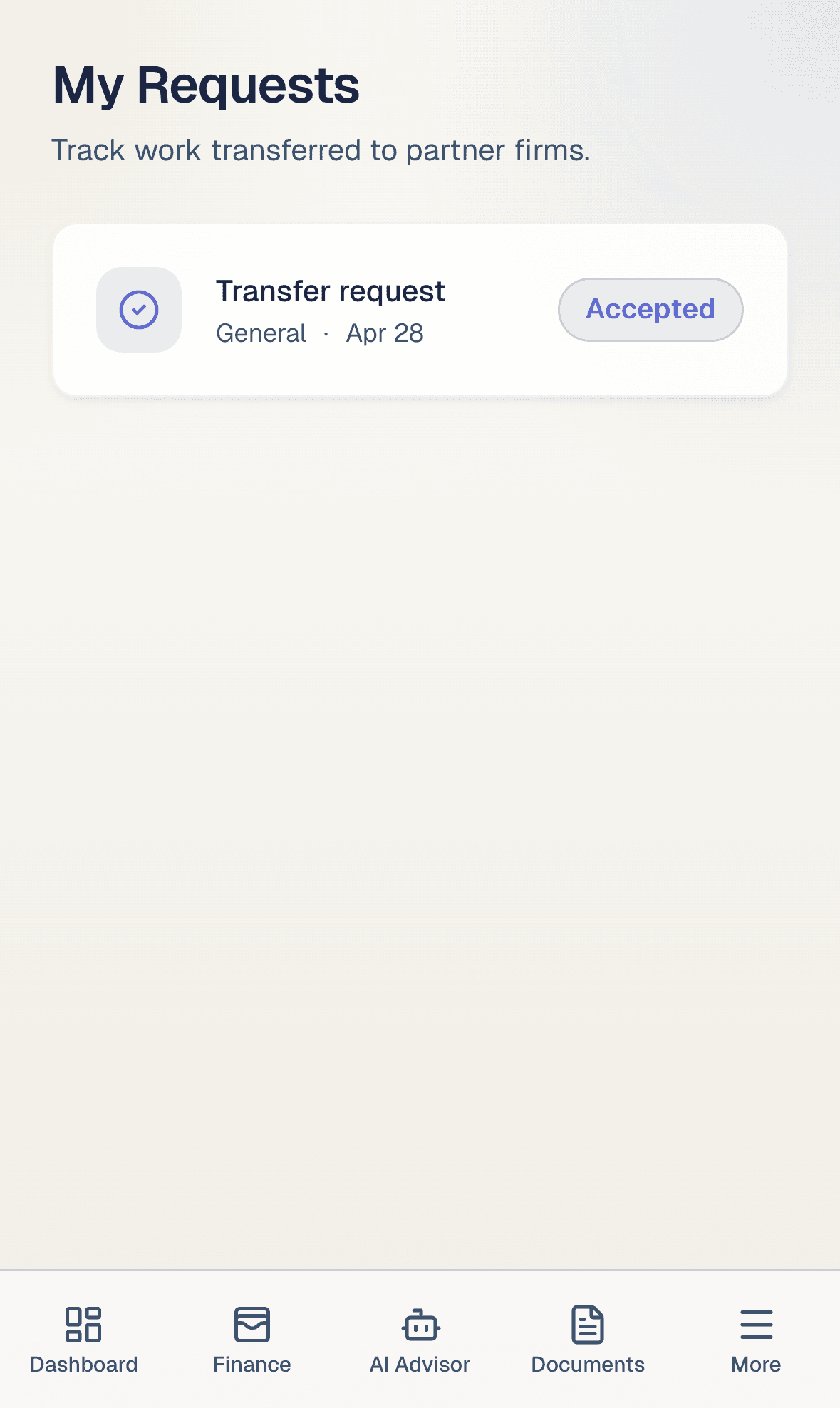 Founder firm requests inbox with status and response times