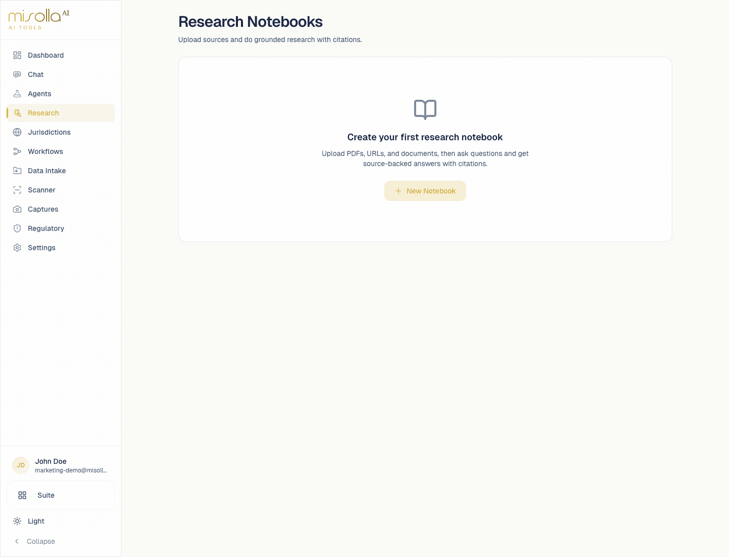 Research agent surfacing primary sources by jurisdiction